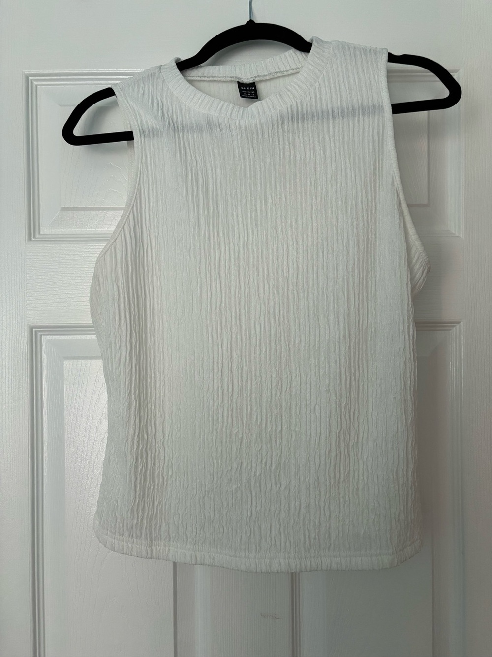SHEIN White Textured Sleeveless Tank Top - Ribbed Look